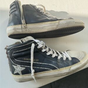 Golden Goose Black and White Slide Sneakers